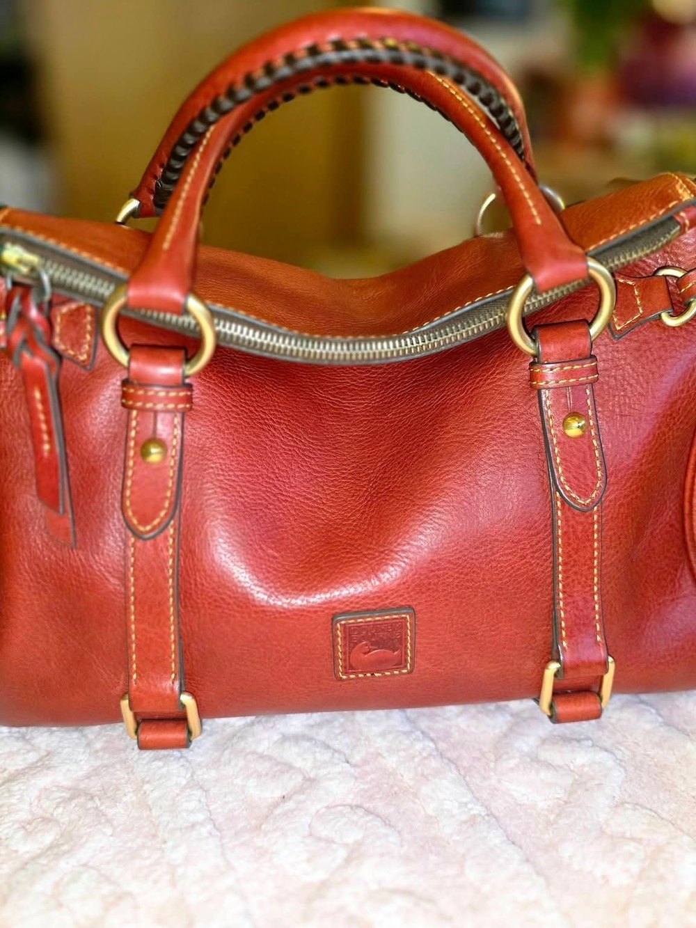 Dooney & Bourke Florentine Red Satchel In 13inch Size - Picture 2 of 8